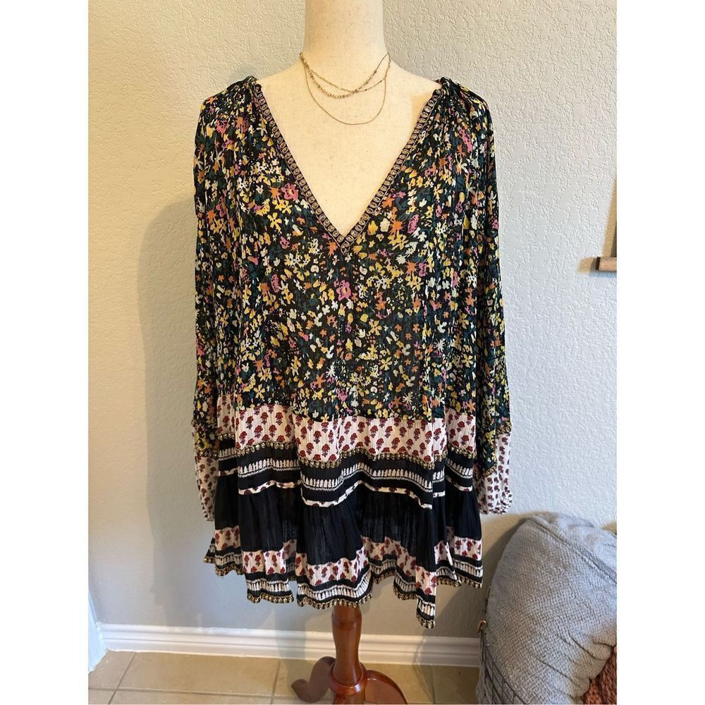NWT‎ Free People Gardenia Tunic Colorful Bohemian Top Size Small OB1064026